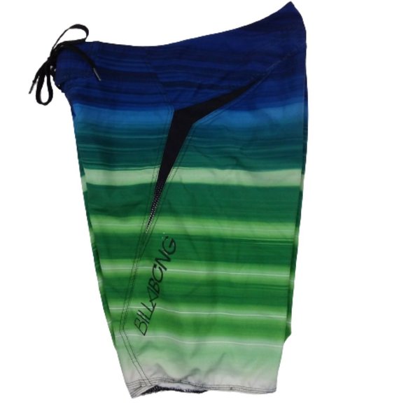 Billabong Platinum-X Board Shorts Drawstring Blue Green Striped Recycler Series - Picture 5 of 10